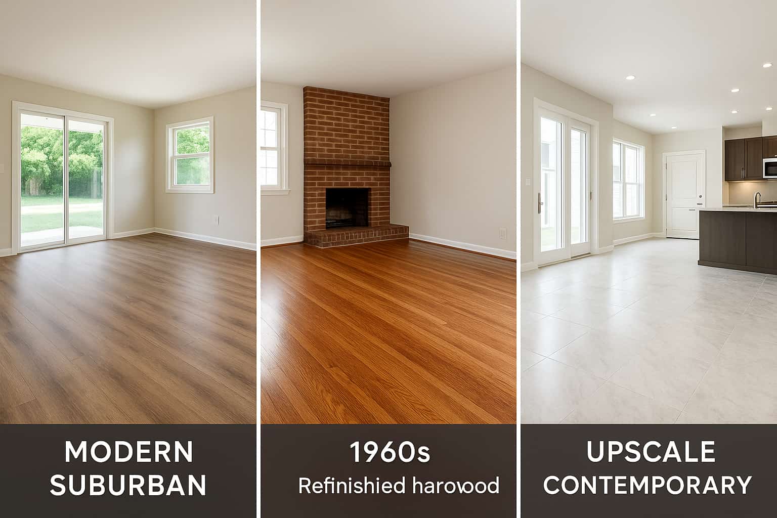Flooring contractor services matched to local home styles for hardwood flooring and luxury vinyl installations in different neighborhoods.