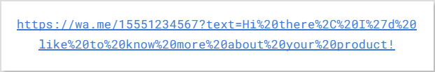 WhatsApp short link with pre-filled message
