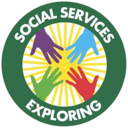 This contains an image of the logo for social services exploring, with hands reaching out to each other and sunbursting behind it