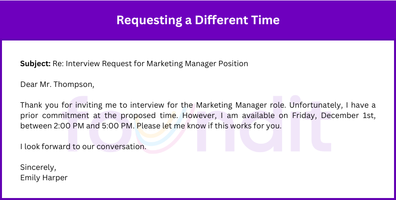 Email requesting to reschedule interview due to prior commitment