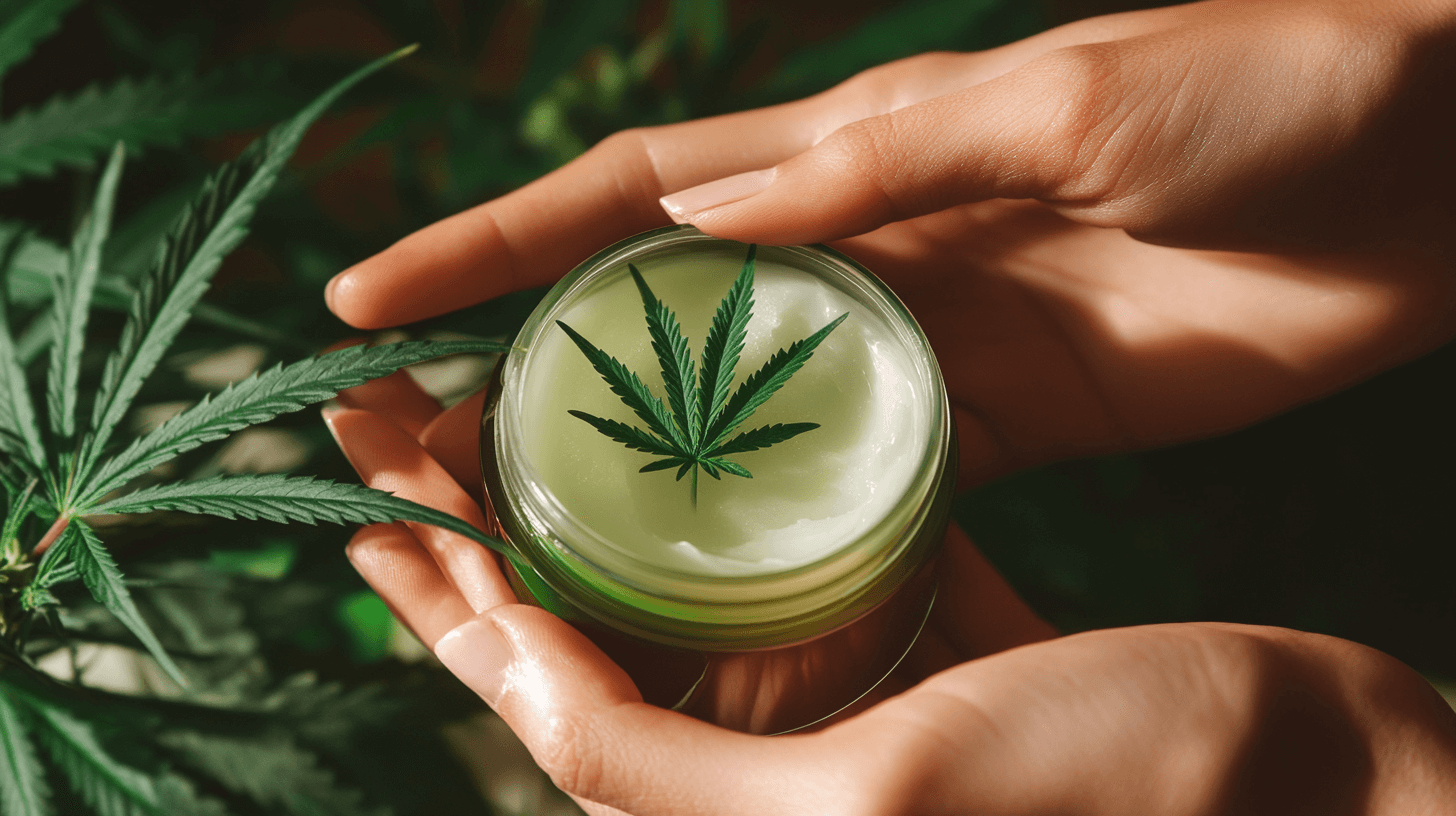Applying cannabis topical cream for pain relief