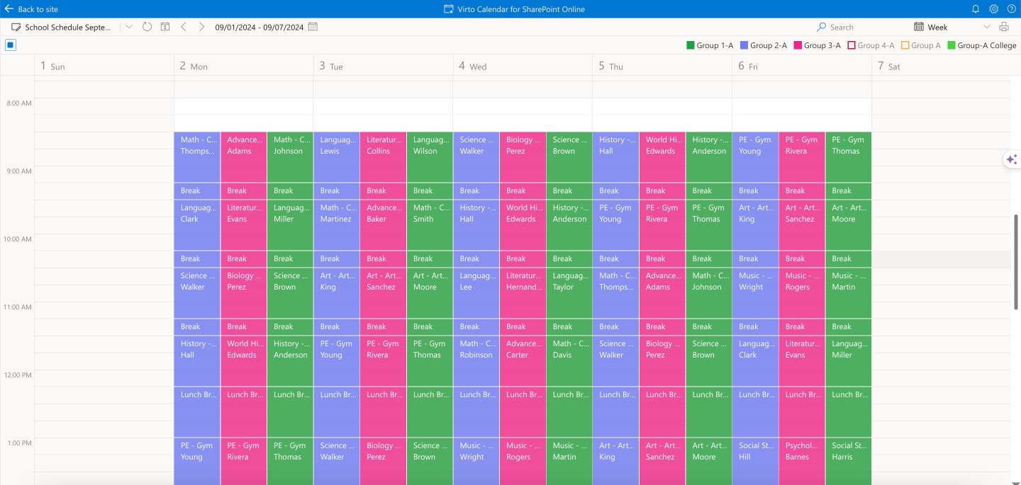 Pic. 10. Example Virto Calendar in SharePoint Online.