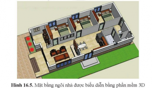 BÀI 16: BẢN VẼ XÂY DỰNGMỞ ĐẦUCH: Quan sát hình 16.1 và cho biết bản vẽ xây dựng đóng vai trò gì trong quá trình xây dựng một ngôi nhà.Gợi ý đáp án: + Biểu diễn các thiết kế một cách trực quan và dễ hiểu+ Tránh những sai sót không mong muốn trong khi xây dựng+ Dựa vào bản vẽ xây dựng ngôi nhà, nhà thầu sẽ lập kế hoạch thi công và gia chủ  có thể kiếm soát được tiến độ công trình chính xác.+ Bản vẽ cũng là cơ sở để nhà thầu cũng như gia chủ có thể ước tính chi phí, ngân sách phù hợp, hạn chế chi phí phát sinh.I. KHÁI NIỆMHình thành kiến thức: Bản vẽ nhà thường bao gồm các bản vẽ nào?Gợi ý đáp án: + Bản vẽ phối cảnh+ Bản vẽ mặt bằng+ Bản vẽ mặt đứng+ Bản vẽ mặt cắtII. CÁC QUY ƯỚC VẼ BẢN VẼ XÂY DỰNG2. Một số kí hiệu quy ước trên bản vẽ nhàHình thành kiến thức: Ngôi nhà em có những đồ dùng gì? Hãy chỉ ra những kí hiệu của đồ dùng đó ở bảng 16.2.Gợi ý đáp án: Học sinh tự nêu những đồ dùng có trong nhà và chỉ kí hiệu trong bảng 16.2 cho các bạn thấy.Ví dụ: Ngôi nhà em có: cửa, bàn ghế, cầu thang, ti vi, tủ quần áo, giường, bệ bếp, bồn rửa bát, bồn cầu...(kí hiệu - bảng 16.2). III. CÁC HÌNH BIỂU DIỄN TRÊN BẢN VẼ XÂY DỰNG1. Bản vẽ mặt bằng tổng thểHình thành kiến thức: Đọc bản vẽ mặt bằng tổng thể hình 16.2 và điền thông tin theo bảng 16.4Gợi ý đáp án: Trình tự đọcNội dung đọcKết quả1. Kích thước+ Kích thước của khu đất+ Kích thước của ngôi nhà sắp xây dựng.+ 60000 x 54000+ 21000 X 13000 2. Vị trí+ Vị trí của ngôi nhà trên khu đất+ Hướng của ngôi nhà+ Ở giữa khu dân cư liền kề và hồ điều hòa.+ Hướng Nam, hướng ra mặt đường giao thông3. Các công trình xung quanh+ Sân + Vườn hoa, cây cảnh+ Cổng ra vào+ Tường bao+ Sân bóng chuyền, sân cầu lông.+ Hồ điều hòa+ 1+ Màu đỏ2. Bản vẽ các hình chiếu của ngôi nhàa. Mặt đứngHình thành kiến thức: Quan sát hình 16.3a và mô tả kiến trúc mặt trước của ngôi nhà cùng các bộ phận của nó.Gợi ý đáp án: Ngôi nhà có hai tầng, có mái ngói, cửa chính ở phía bên trái, phía trước cửa chính có bậc thềm; phía trên cửa chính là cửa ban công. Bên phải là cửa sổ.b. Mặt cắt:Hãy đọc kích thước chiều cao của từng tầng, chiều cao cửa đi và cửa sổ trên hình 16.3bGợi ý đáp án: + Kích thước chiều cao của từng tầng: 3300mm+ Chiều cao cửa đi và cửa sổ: 2100mmc. Mặt bằng:Đọc bản vẽ mặt bằng ở hình 16.3c và điền thông tin theo bảng 16.5Gợi ý đáp án: Trình tự đọcNội dung đọcKết quả1. Hình biểu diễn+ Tên gọi hình chiếu+ Hình chiếu mặt bằng tầng 1 2. Vị trí+ Kích thước chung của ngôi nhà+ Kích thước của từng phòng + 10800 x 7000+ Phòng khách: 4500 x 3800+ Bếp + phòng ăn: 4200 x 3500+ Phòng kho: 2700 x 1500+ Phòng WC: 2700 x 1100+ Phòng ngủ: 4500 x 25003. Cách bố trí các phòng+ Số phòng+ Công năng của từng phòng + 5 + Phòng khách : tiếp khách; + Bếp + phòng ăn: nấu nướng + ăn uống+ Phòng kho: chứa đồ+ Phòng WC: tắm giặt + vệ sinh+ Phòng ngủ: nghỉ ngơi + ngủ nghỉ.4. Các bộ phận của ngôi nhà+ Số cửa đi, cửa thông phòng, cửa sổ+ Kích thước của từng cửa+ Loại cửa được sử dụng + Số cửa:1 cửa chính: rộng 1600mm1 cửa phòng ngủ: rộng 800 mm1 của phòng vệ sinh: rộng 700 mm1 cửa phòng kho: rộng 800 mm4 cửa sổ: cửa sổ phòng khách: rộng 660 mm; phòng ngủ: 1300 mm; phòng bếp: 920 mm; phòng ăn: 1300 mm.5. Bài trí vật dụng trong phòng+ Phòng khách, phòng ngủ, phòng bếp, phòng vệ sinh+ Phòng khách:  bộ ghế sofa; cây cảnh; kệ tivi+ Phòng ngủ: giường, tủ quần áo+ Phòng bếp: bàn ăn; bệ bếp; bếp gas+ Phòng vệ sinh: xí bệt, bồn rửa mặt+ Phòng kho BÀI 16: BẢN VẼ XÂY DỰNG