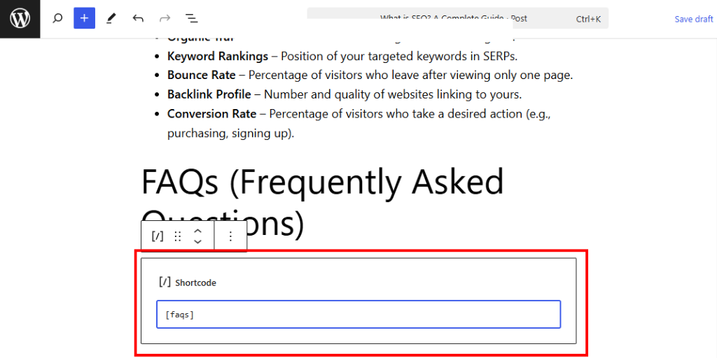 Add FAQ Shortcode