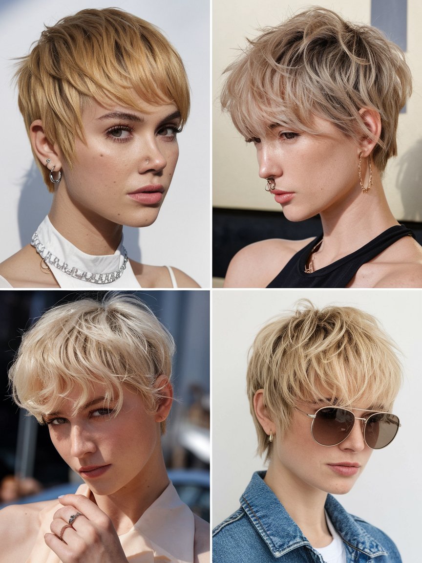 12. Sun-Kissed Spiky hairstyle Pixie with Volume