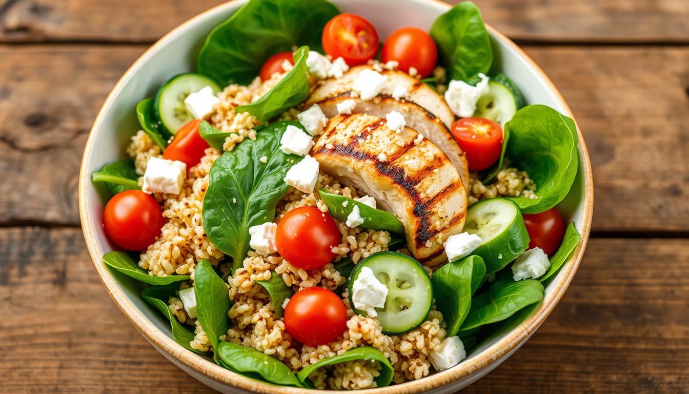 Spinach quinoa chicken salad