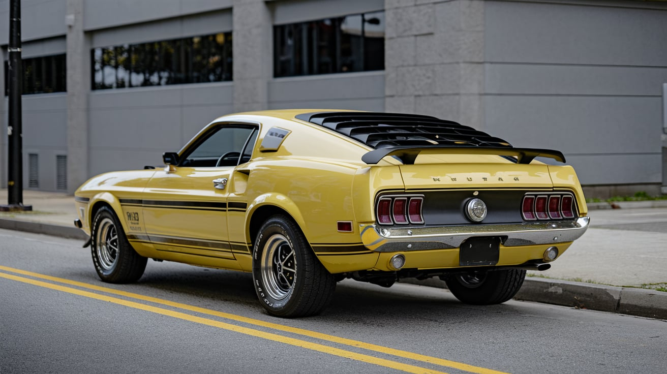 1972 mustang mach 1 canary yellow black louvers