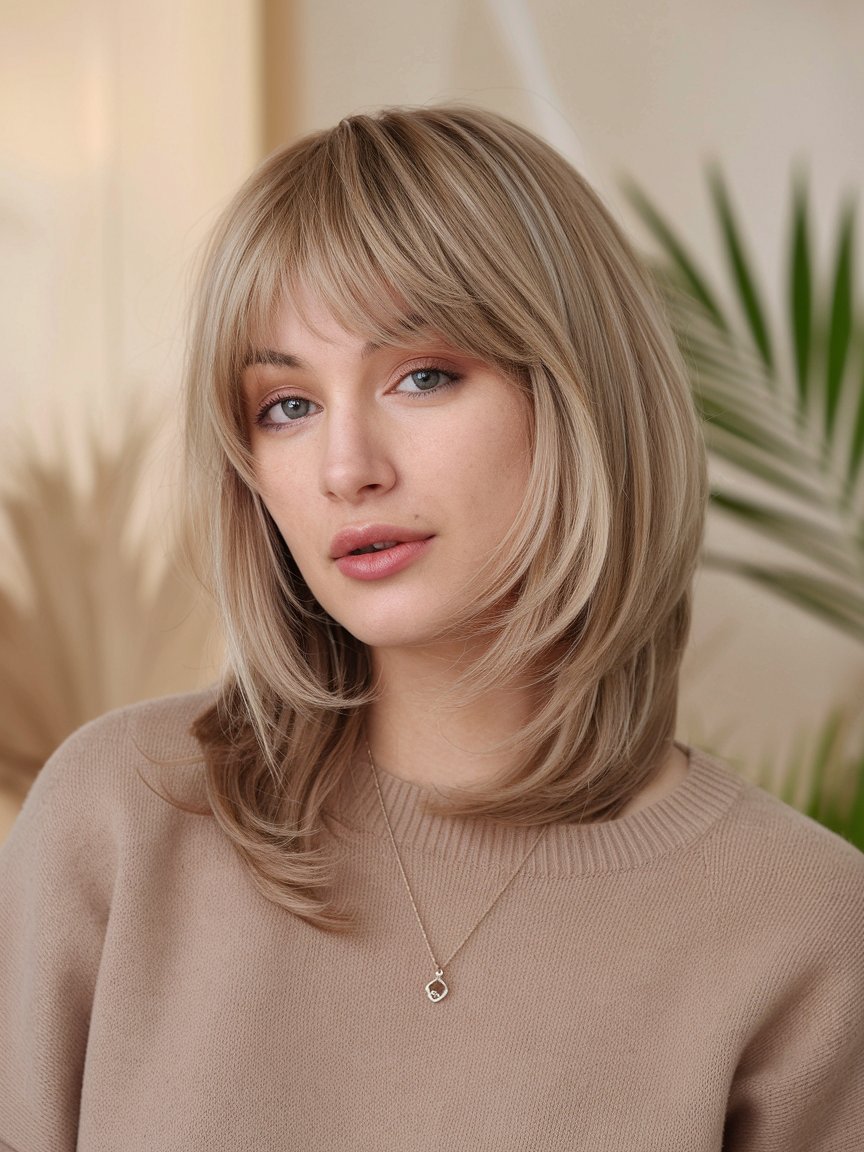 41. Soft Straight Cut with Bangs