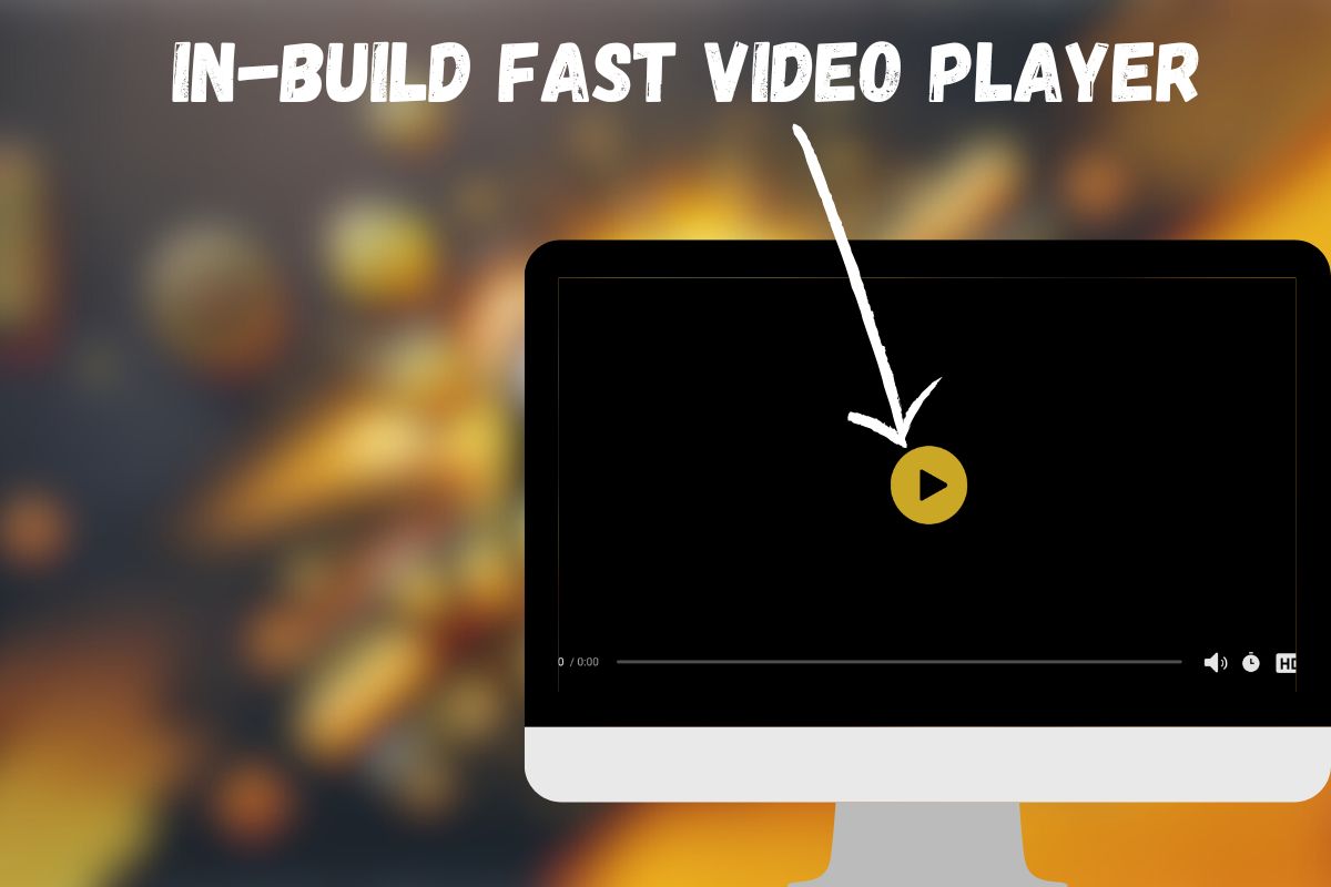 Desktop screen with a built-in fast video player and a play button highlighted.