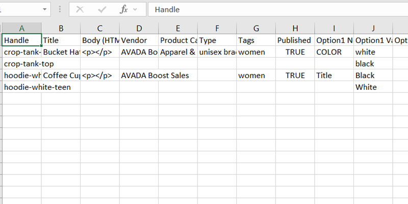 Insert Product Variants into the CSV File