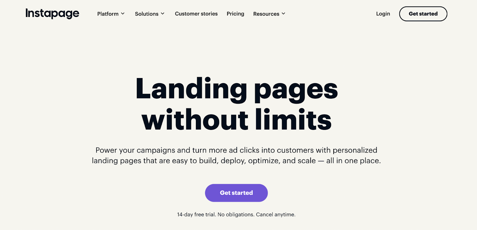 Instapage landing page builder