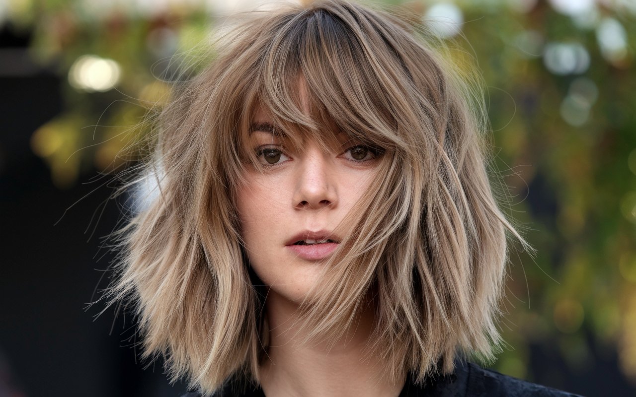 33. Textured Lob with Bangs