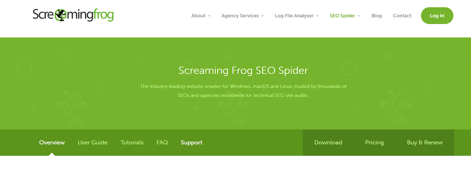 Screaming Frog Home Page