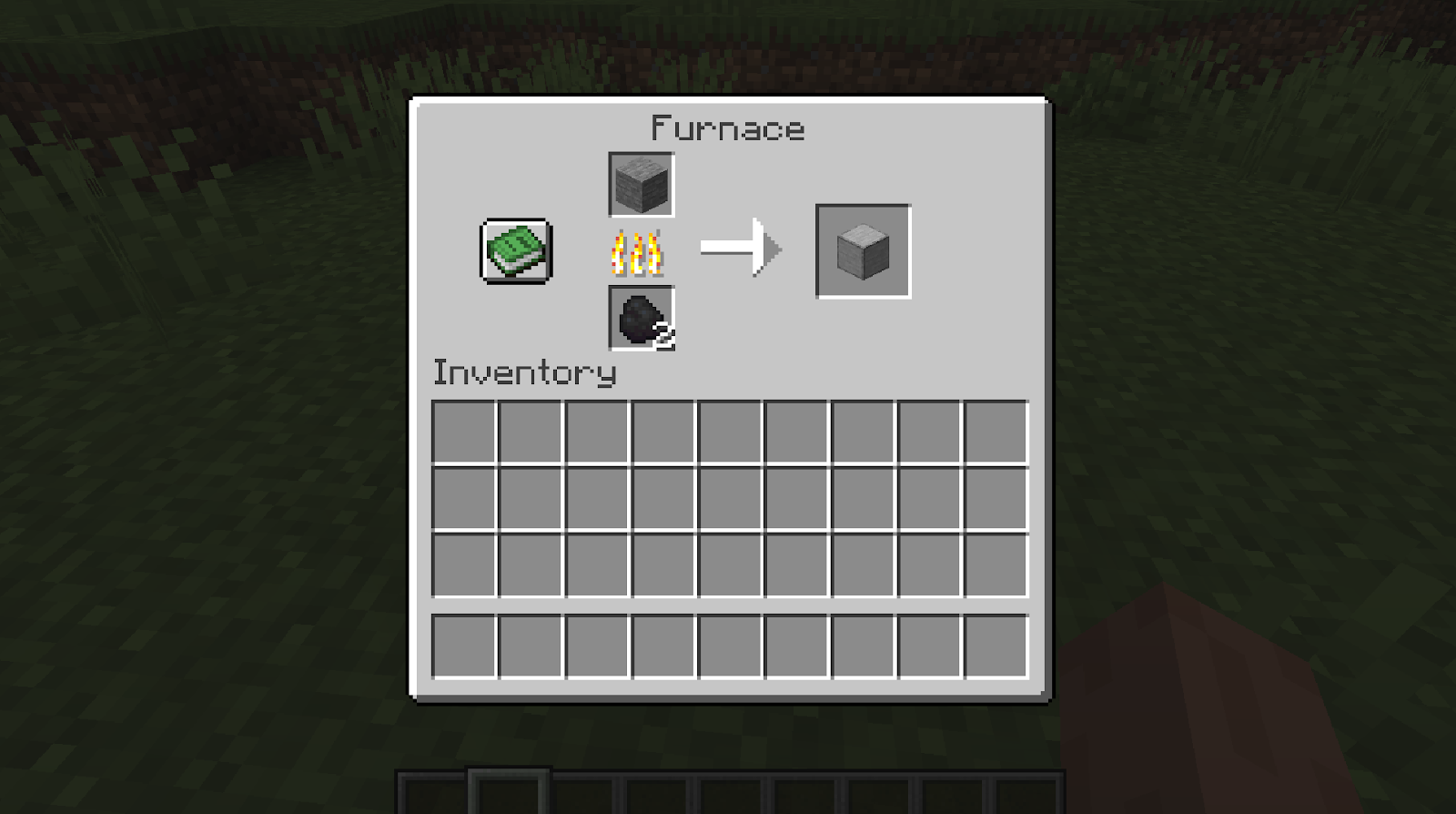 Minecraft game screenshot showing how to make smooth stone.