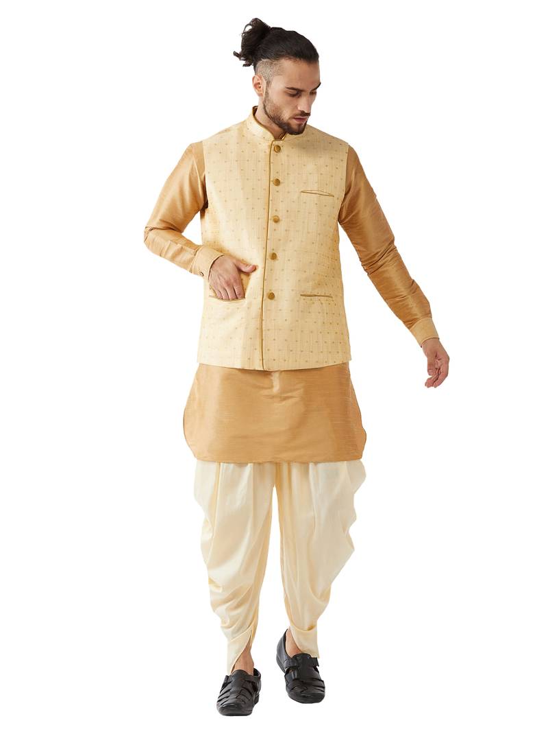 Gold dhoti-kurta and nehru jacket