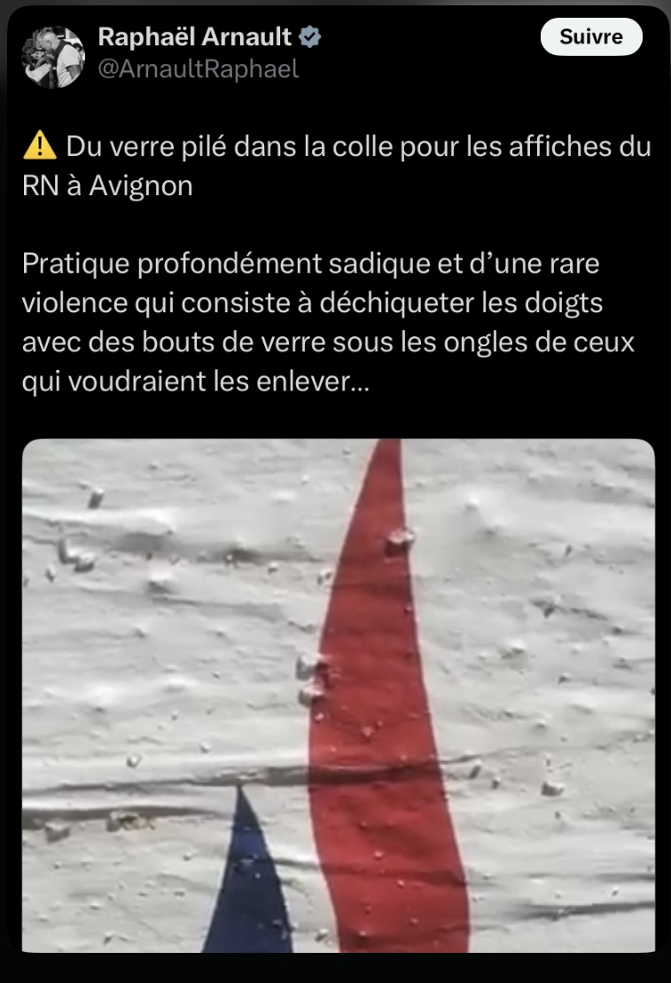 tweet contre affiches du RN
