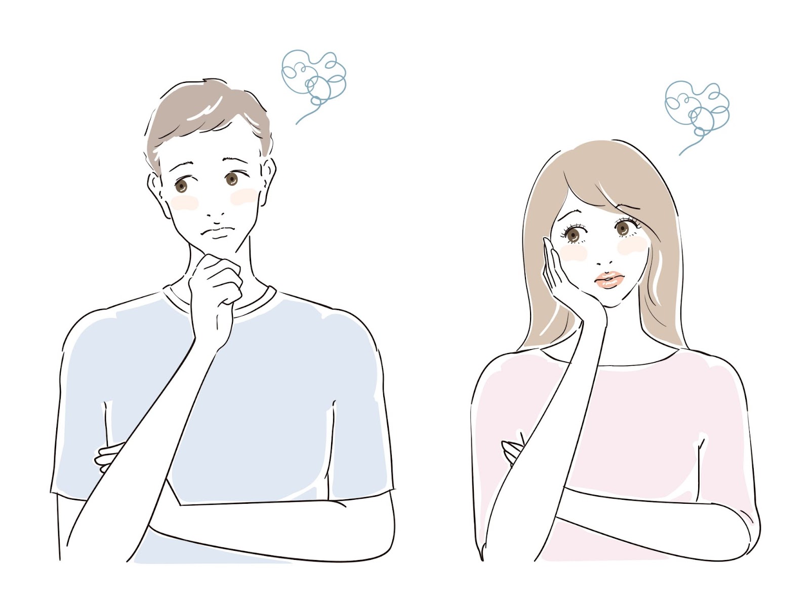 悩んでいる男女