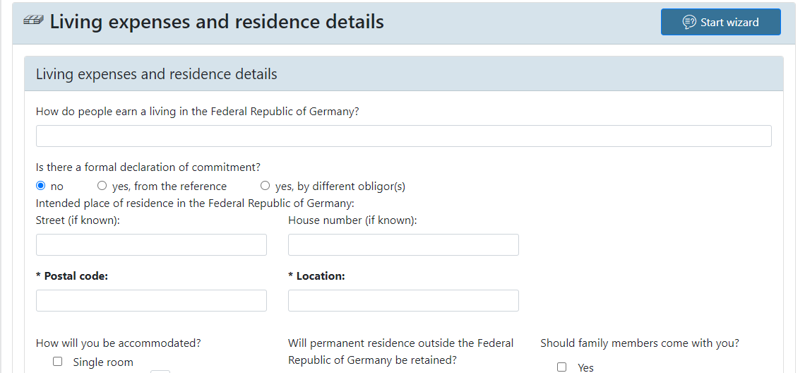 The most complicated section, however, you can fill in the details of the hotel of your stay, and in case you have already rented an apartment then provide the address of the same. 