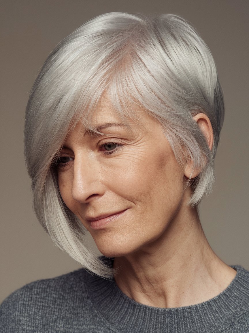 24. Silver Pixie Bob for Straight Hair