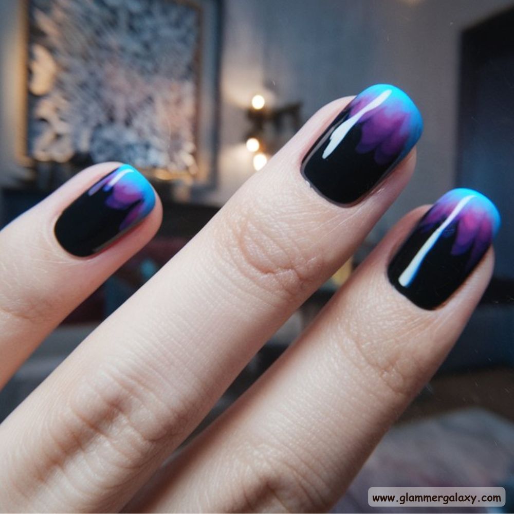 Black Fall Nails having Aura Effect Magic
