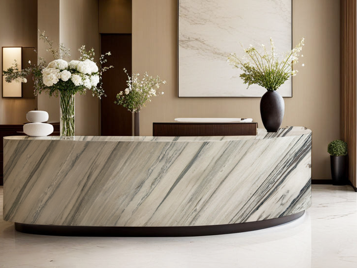 Raymond white marble on reception table