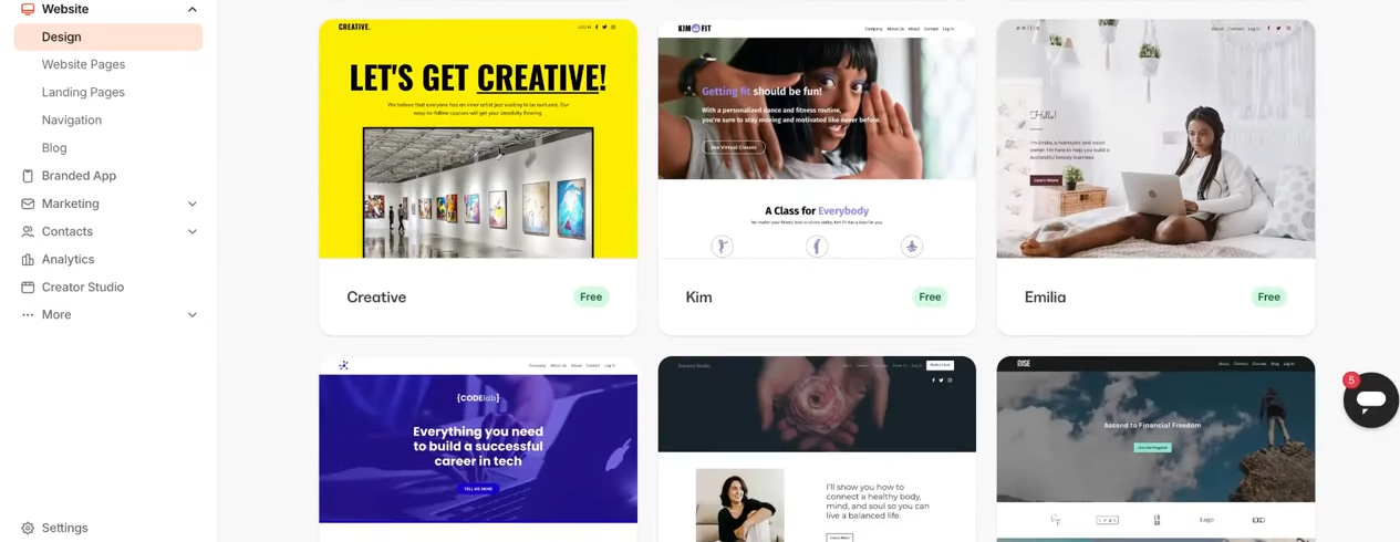 Kajabi website themes