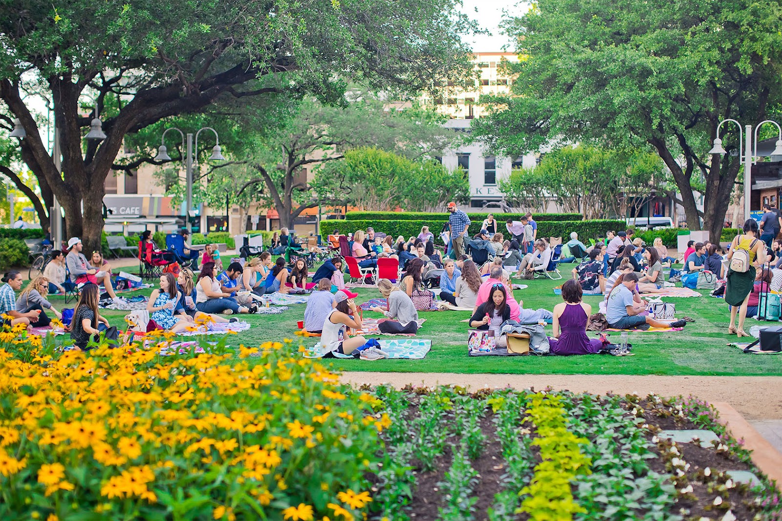 Vibrant scene at Market Square Park in Houston