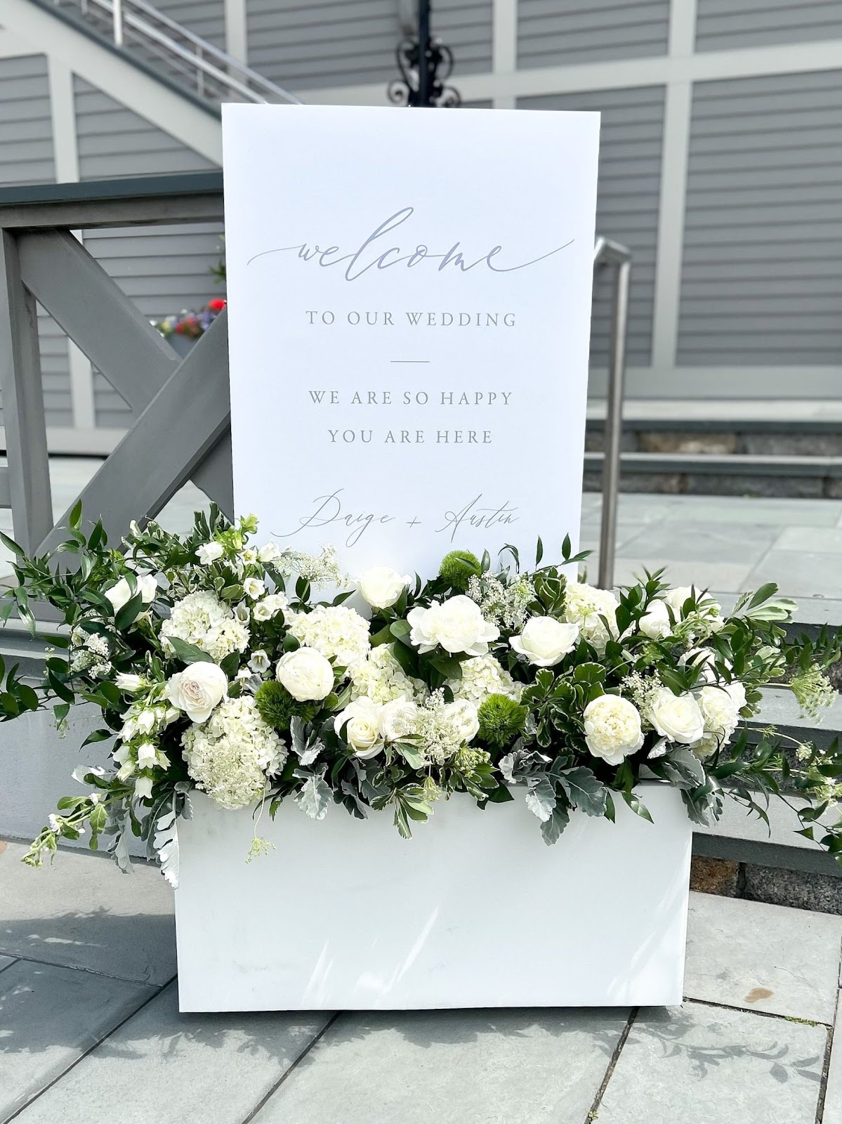 Wedding welcome sign at Eastern Yacht Club Marblehead, MA