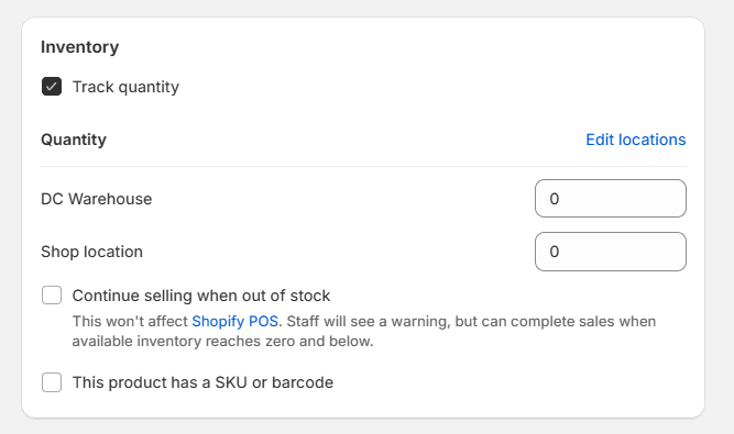 shopify product inventory