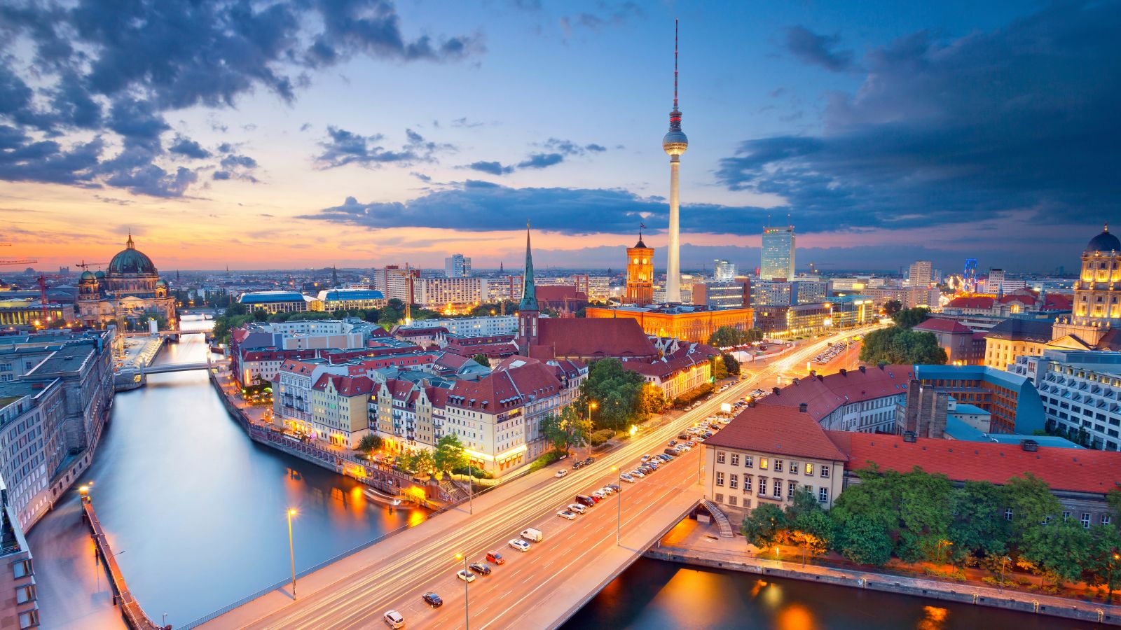 Berlin, Germany, at sunset.