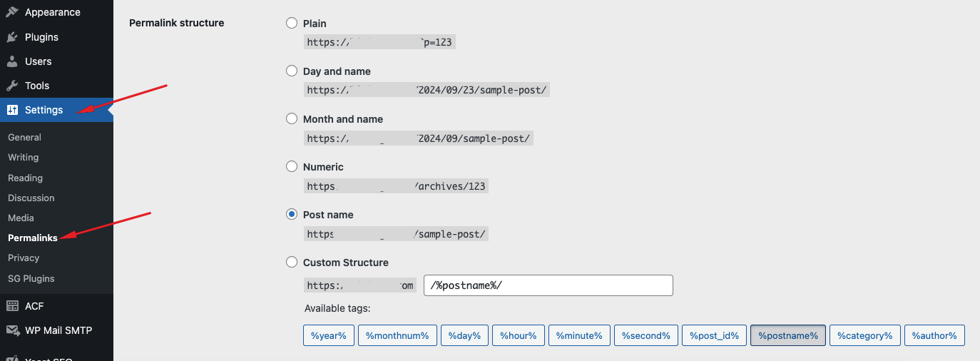 create a permalink in WordPress