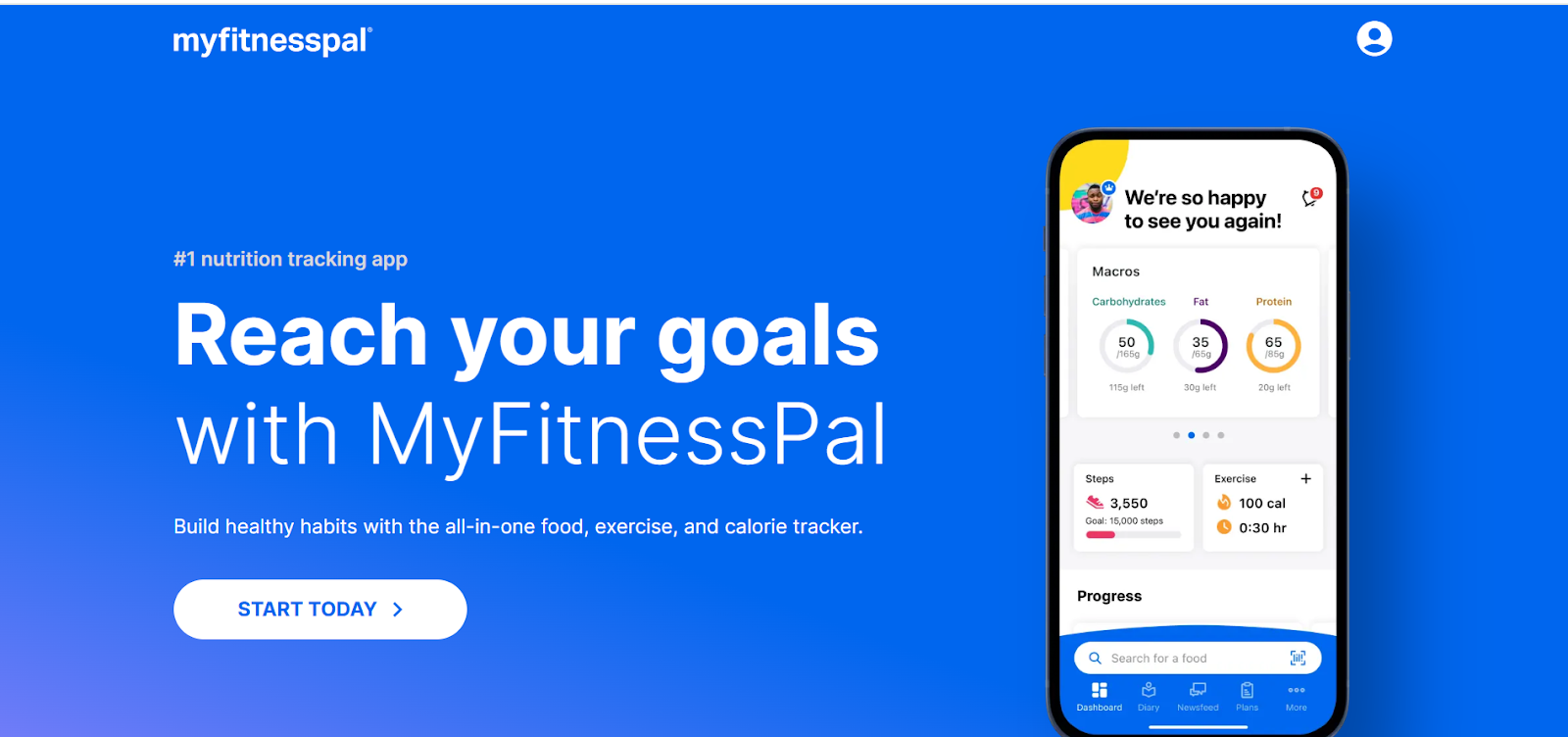 MyFitnessPal homepage