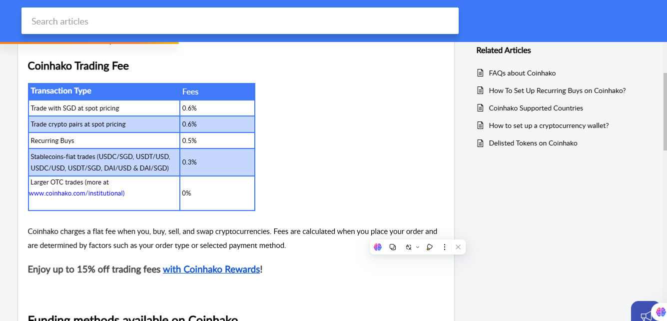 coinhako trading fees