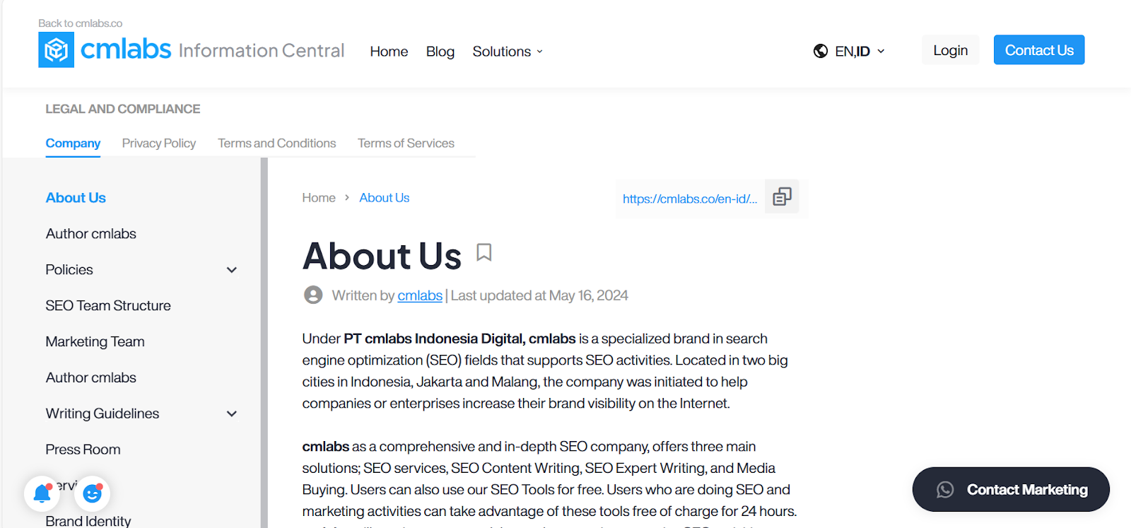 cmlabs About Us Page.