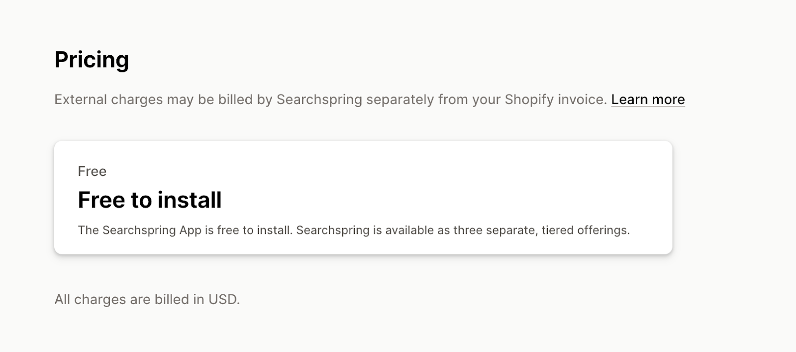 Searchspring for Shopify price