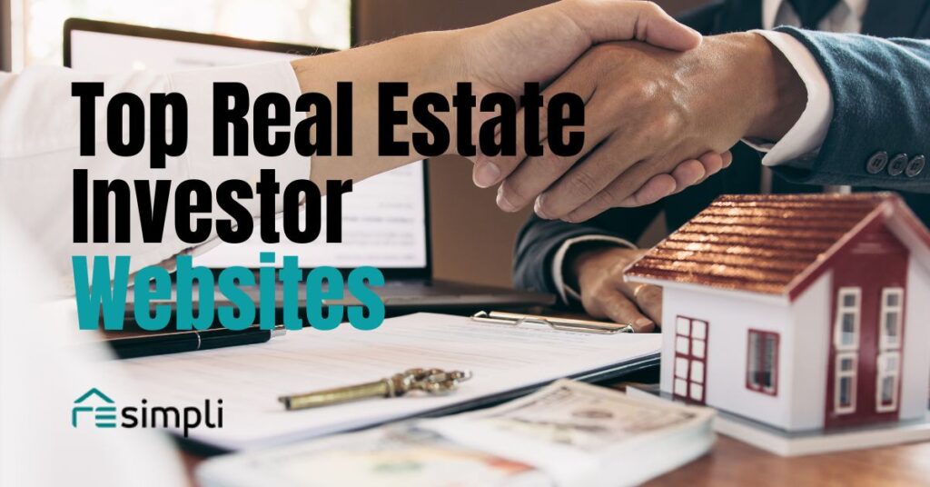 handshake over documents and model house with floating text top real estate investor websites
