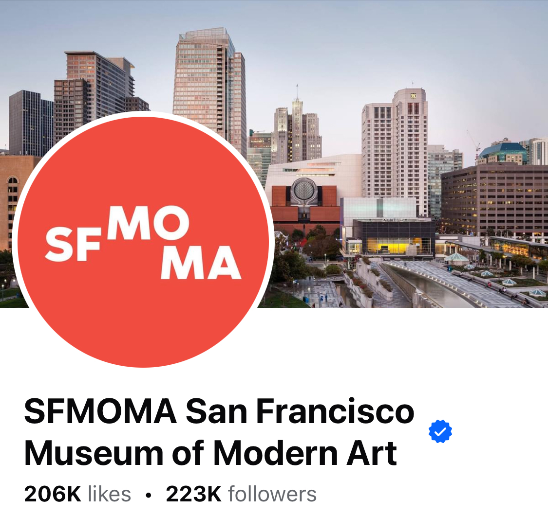 Facebook cover photo on mobile for the San Francisco Museum of Modern Art (SFMOMA)