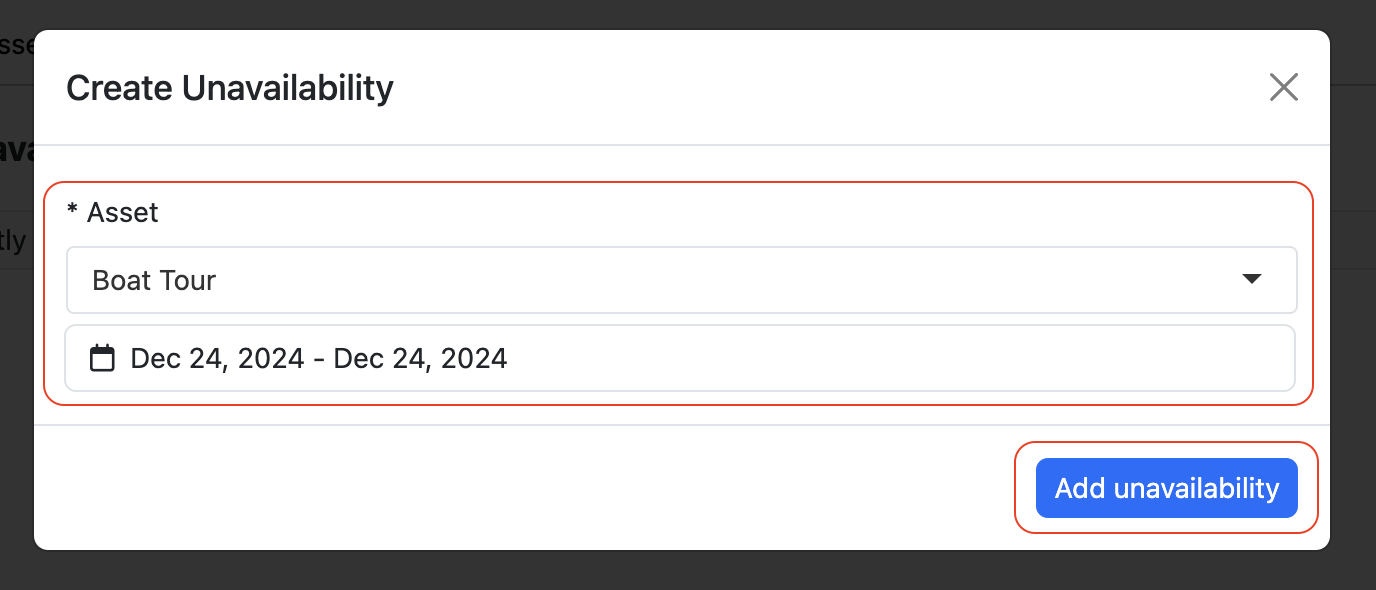 Set unavailability to hold customer bookings for a period.