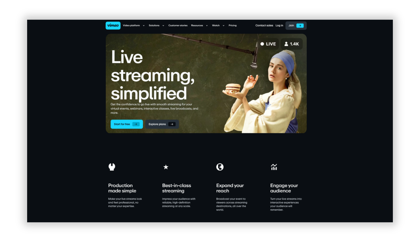 Best native live streaming apps: Vimeo