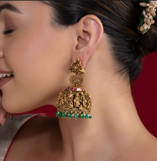 Exquisite Shiva Parvati gold earrings jewelry | CKC Jewellers