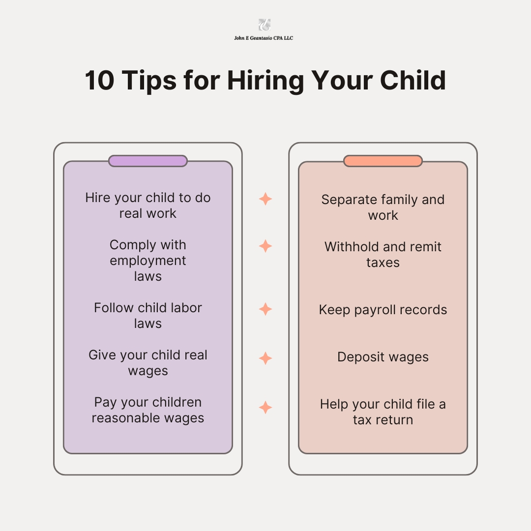10 Tips for Hiring Your Child for Your Spring Lake Business in 2025 – Expert Advice from a CPA Near Me for Taxes in Monmouth County