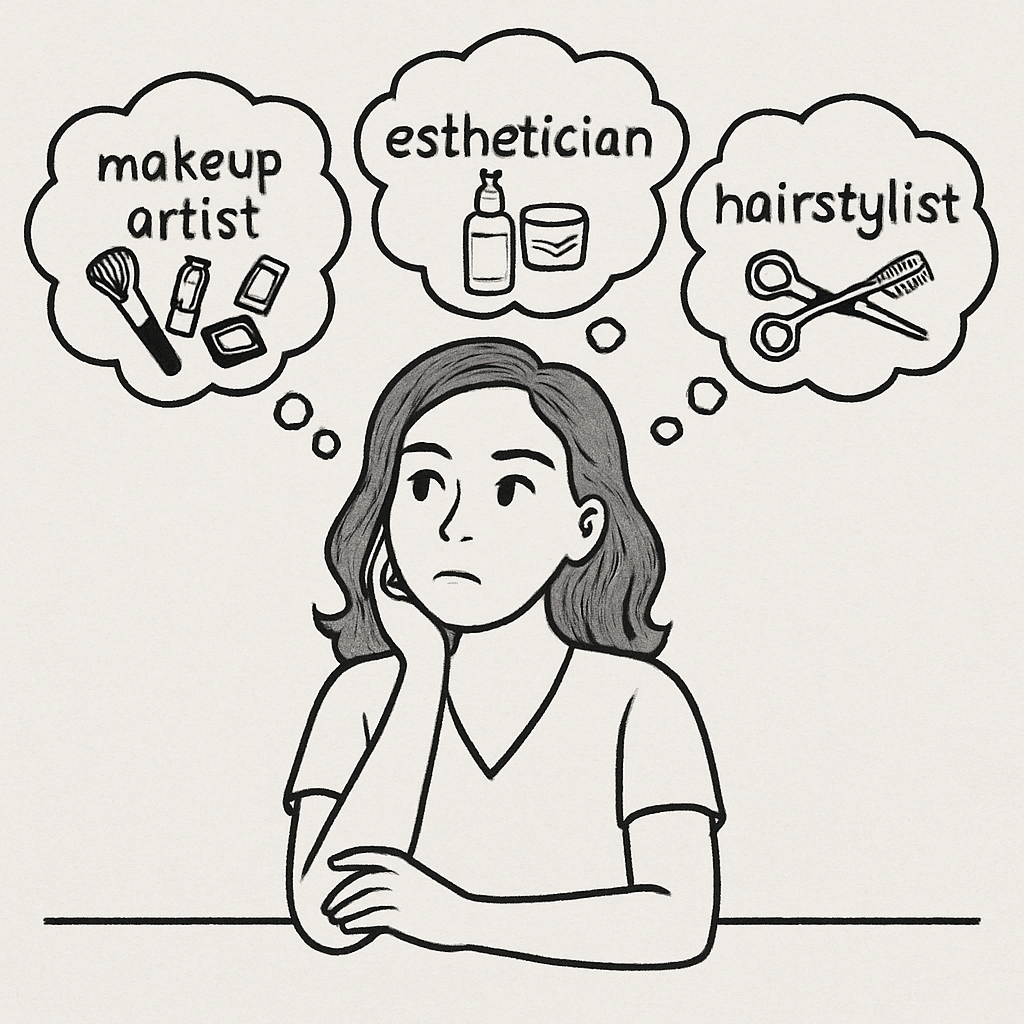 A beauty professional contemplating career options