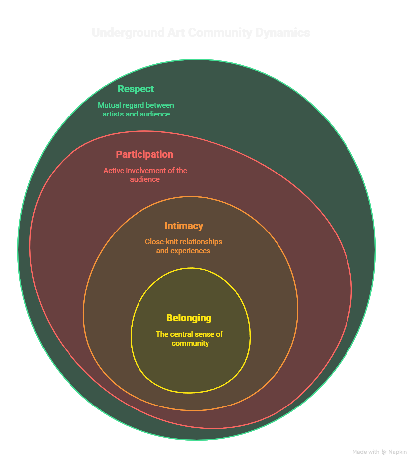 Underground art community dynamics diagram