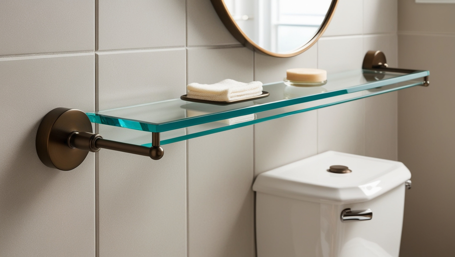 Signature Hardware Farber Collection Glass Bath Shelf 5812
