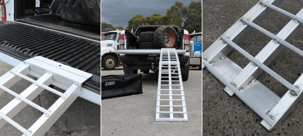 Heeve 2.3m x 680kg Aluminium Curved Folding Heavy-Duty Motorcycle Ramp banner