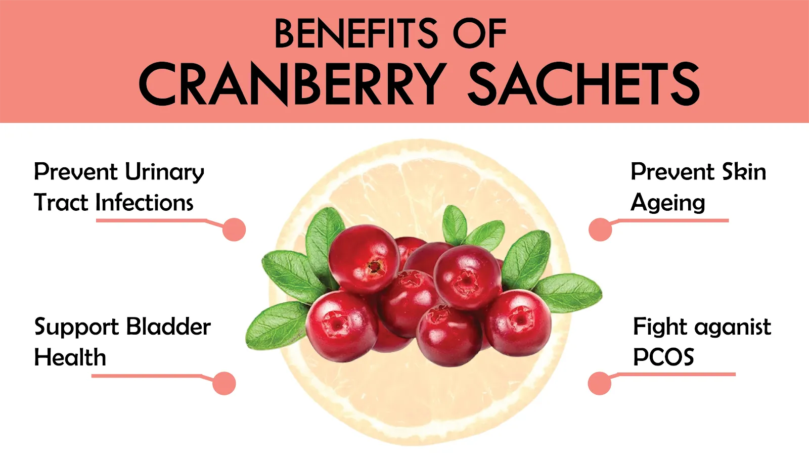 5 Powerfull Benefits of Cranberry sachet 
 for UTI, bladder health, ageing, PCOS