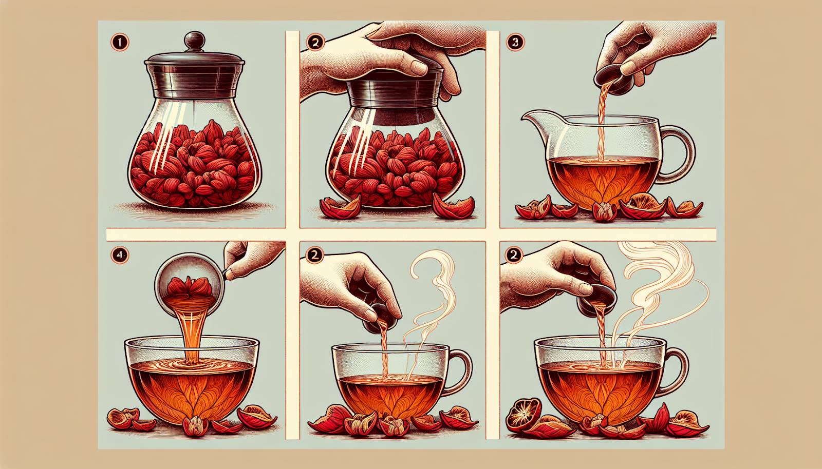 Illustration of brewing cascara tea