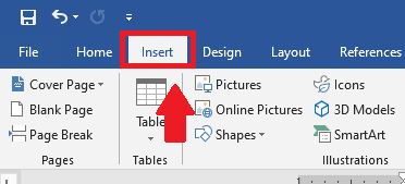 Masuk ke menu “Insert” 