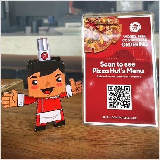 Pizza Hut's QR code menu for contactless ordering