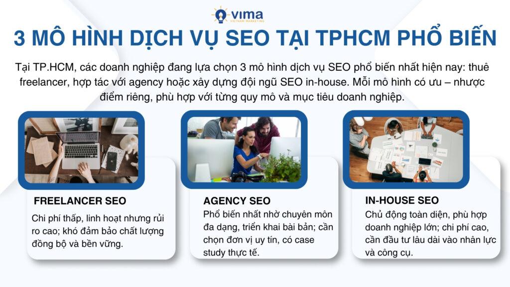Freelancer, Agency hay In-house? Doanh nghiệp TPHCM nên chọn mô hình SEO nào để tăng trưởng bền vữn